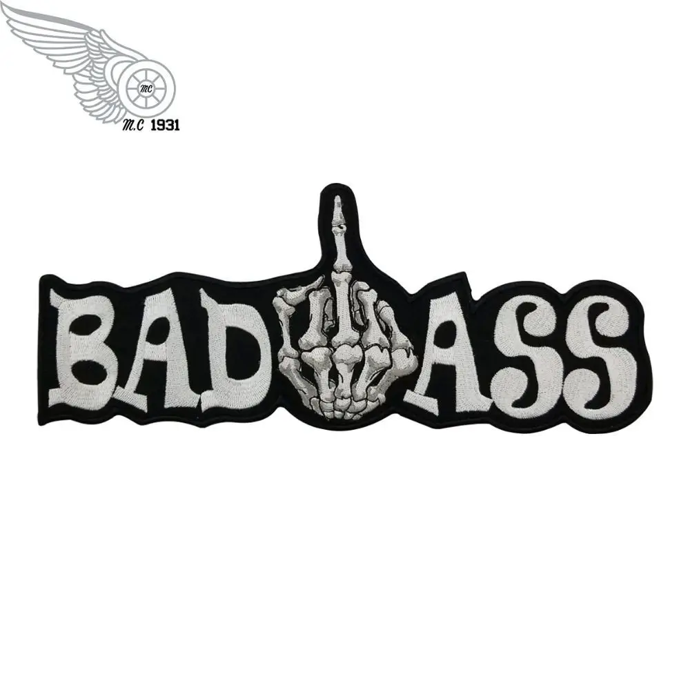 BAD ASS 10 &quotчереп средний палец вышитые приклеивающиеся утюгом нашивки для задней