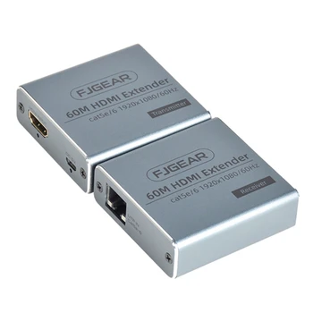 

60m Extender Transmitter Receiver Cat5e/Cat6 RJ45 Ports Loop 1080P for PS4 62KA