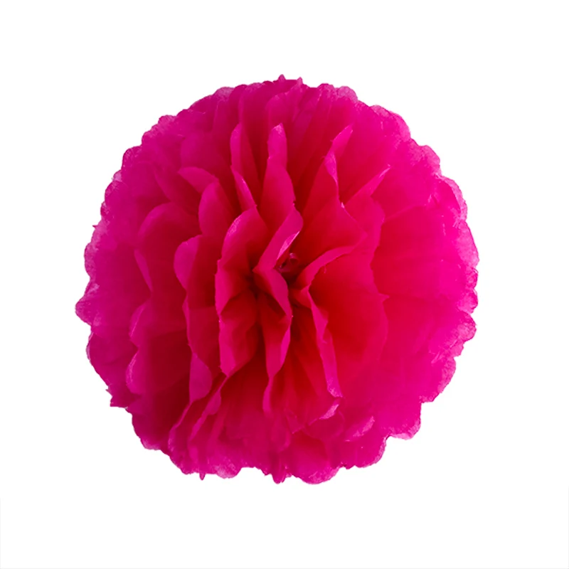 Rose Red WEIGAO 5 шт. 10/20/30 см ткани Бумага Pom Poms День рождения фон Бумага помпонами цветы Свадебные украшения Baby Shower Декор - Цвет: Rose Red