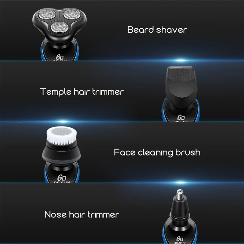 4 в 1 электробритва для мужчин, триммер для бороды, бритва, станок для бритья, щетка для чистки лица, usbrecharable триммер для носа, уход за лицом