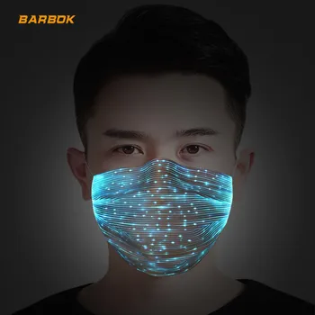 

LED Luminous Motorcycle Face Shields Activated Carbon Filters Helmet Mask USB Rechargeable Dust Party Bar Luminous Mask