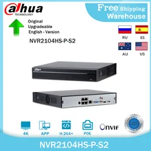 Dahua języku angielskim oryginał NVR2104HS-P-S2 4 kanałowy POE NVR kompaktowy 1U 4PoE sieci wideorejestrator Full HD 6MP NVR
