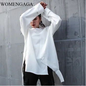 

Korea 2020 New Spring O-neck Solid Color Irregular Splice Sweatshirt Women Streetwear Personality Split Loose Tops Tide Y143