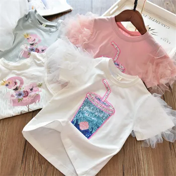 2021 3 5 6 7 8 Years Unicorn Girls T-Shirt Boys Short Sleeve Tee Tops Kids Cartoon Printing Clothes Children Birthday Party Wear 1