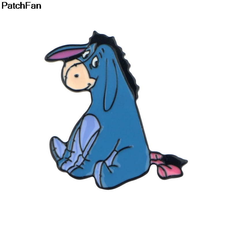 Patchfan cute donkey Zinc tie cartoon Funny Pins backpack clothes brooches for men women hat decoration badges medals A2454
