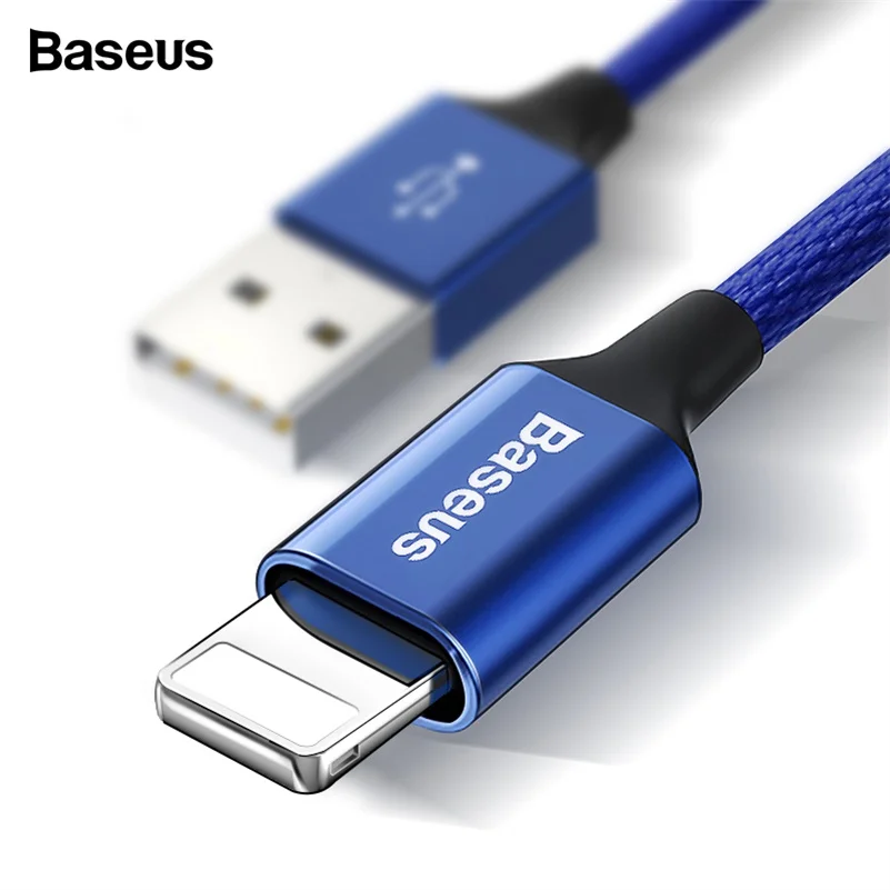 Короткий usb-кабель Baseus lightning 0,5 м 1 м 2 м 3 м 5 м кабель зарядного устройства для iPhone xs max xr 8 7 6s plus 5 11 ipad pro - Тип штекера: Blue