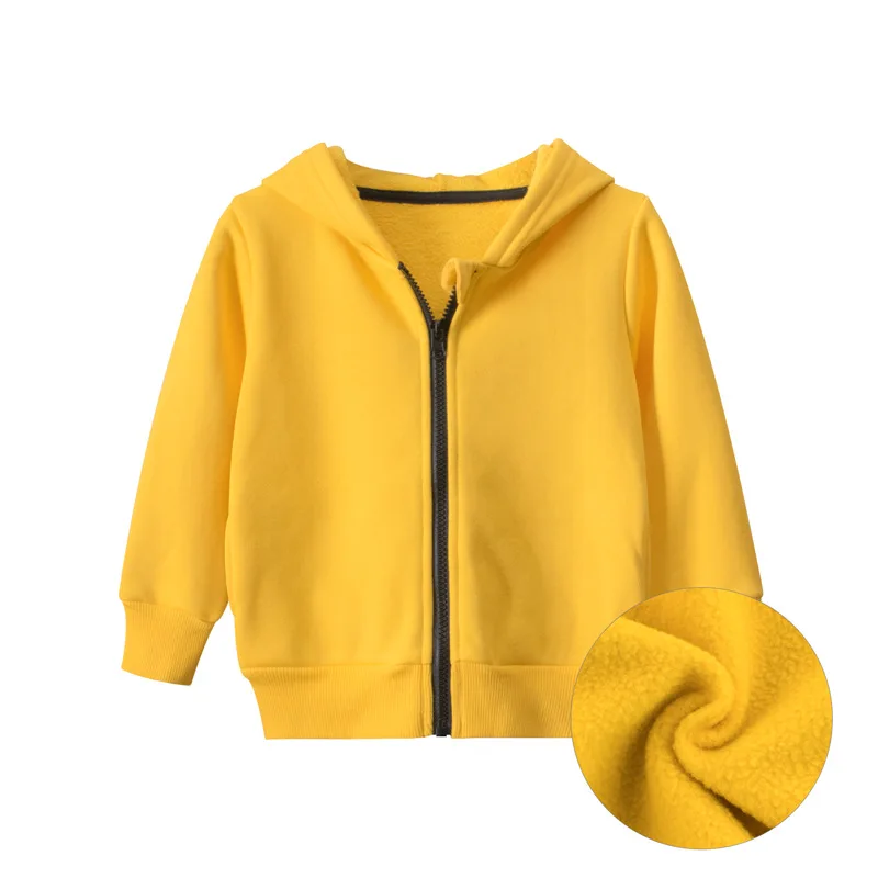 hoodie kid NewEarly Autumn Winter Kids Coat Zipper Jacket Boys Girls Plus Velvet Warm Hooded Solid Plain Sweatshirt Tops Children's Clothes kids' yellowstone t shirts Hoodies & Sweatshirts