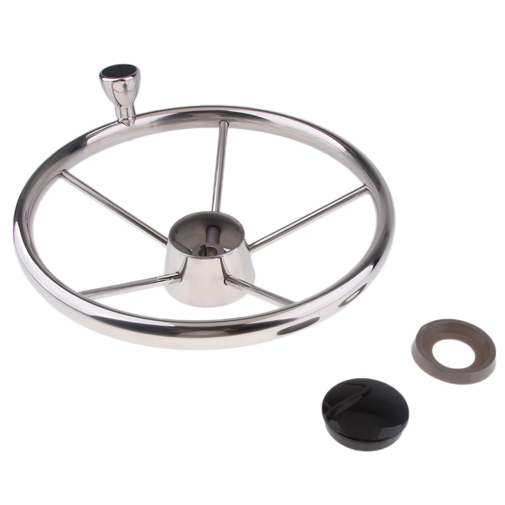 Boat Steering Wheel Stainless Steel (5 Spoke), 3/4inch Tapered Shaft For Marine Yacht Marine