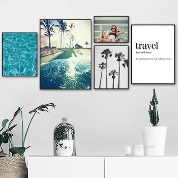 

Sea Beach Sexy Girl Travel Quotes Wall Art Canvas Painting Nordic Posters And Prints Wall Pictures For Living Room Bedroom Decor