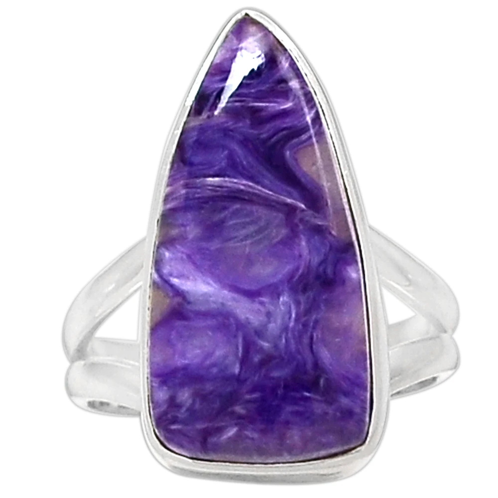 Lovegem Genuine Charoite Ring 925 Sterling Silver Size: 6.75 AR3154-2 | Украшения и аксессуары