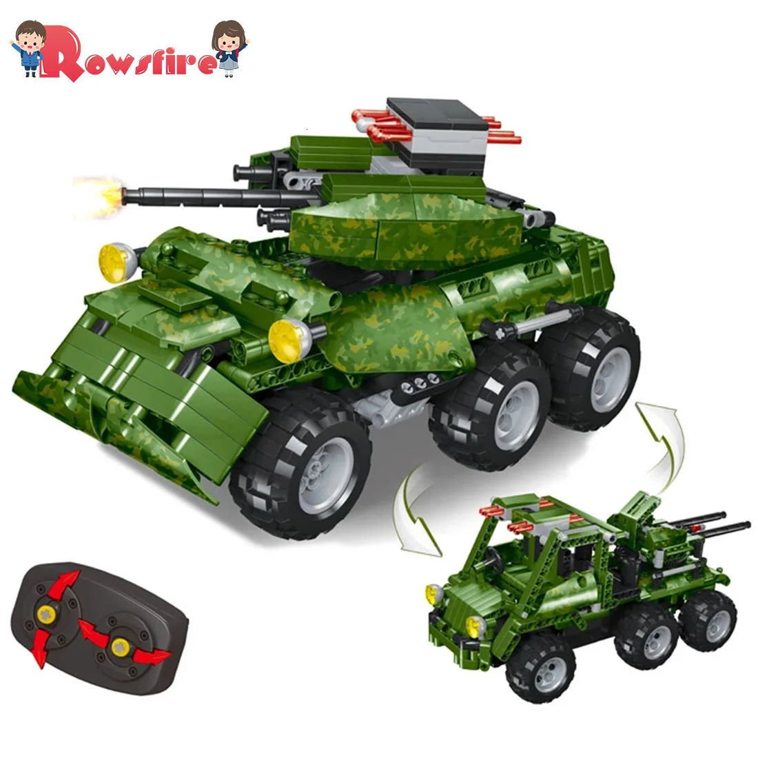

587Pcs 2.4G DIY Assembly RC Transformable Tank Model Building Block Kit With Two Kinds Of Model
