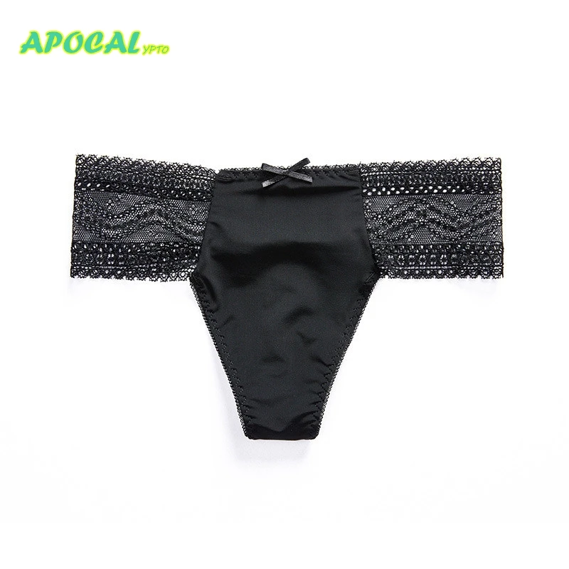 APOCAL сексуальные женские трусики полые кружевные стринги черные уютные хлопок