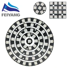 Anneau lumineux RGB 5V, 1bit, 7bit, 8bit, 12bit, 16bit, 24bit, WS2812 5050, 10 pièces, éclairage annulaire avec pilotes intégrés pour Arduino bricolage