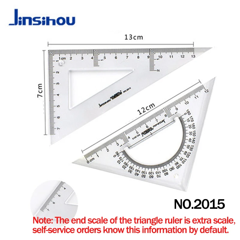 Jinsihou/Cokai многофункциональная скошенный Пластик Треугольники линейка 15/20/25/30/35 см для детей 2 шт./компл. в виде геометрических фигур Инженерная линейка транспортир - Цвет: Jinsihou15cm2pcs-set