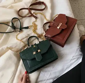 

Stone Pattern PU Leather Solid Color Crossbody Bags For Women MINI Chain Shoulder Messenger Bag Lady Handbags Bolsa Feminina