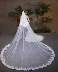 New Arrival 3M Meter Ivory/White Long Lace Wedding Veils Bridal Veil with Comb Wedding Accessories Velos De Novia