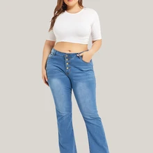 Женские Модные Винтажные расклешенные джинсы, летние повседневные женские джинсы средней посадки, новые стильные Эластичные Обтягивающие джинсы