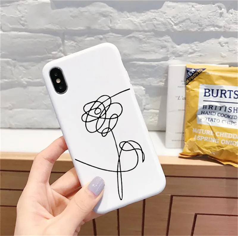Чехол для телефона с надписью Love yourself Flower kpop для iPhone 7 11 Pro XS MAX XR X 6 6s 8 Plus, мягкий силиконовый чехол с абстрактным рисунком - Цвет: BHSR-22162