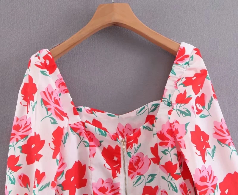 Увядшие blusas mujer de moda модный блогер винтажный Красный цветочный принт Короткое Кимоно блузка женские топы и блузки