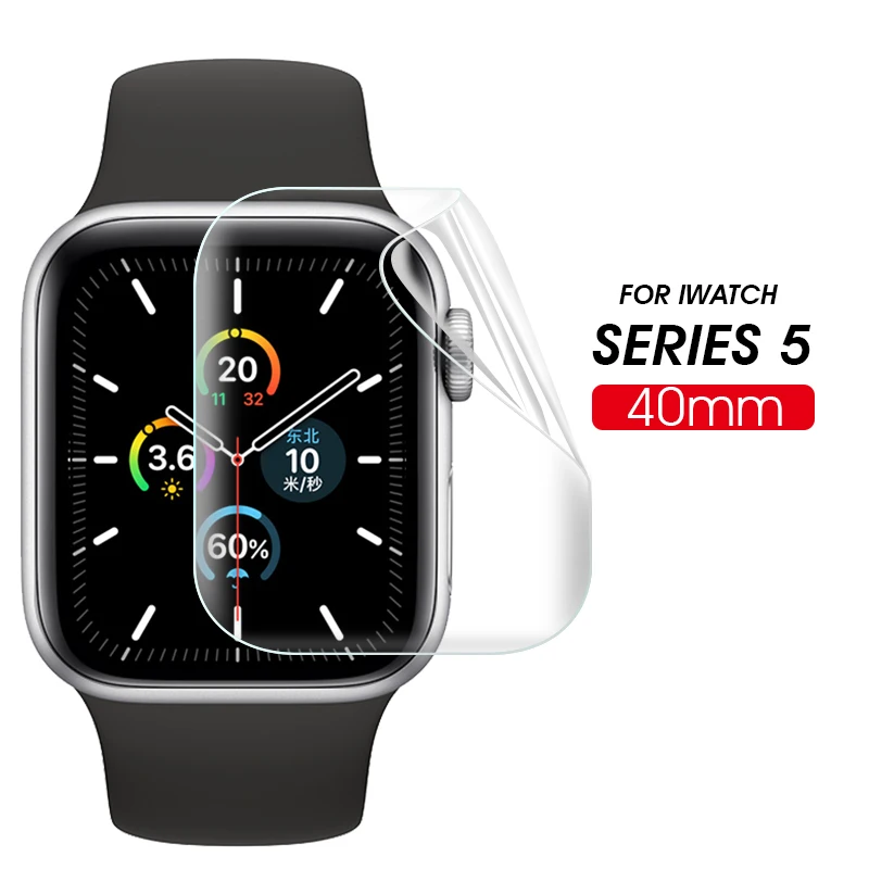 For Watch 5-40mm Комплект из 2 предметов, мягкий гидрогель полный Экран Защитная пленка для Apple Watch, версии 5 38 мм 42 мм 40 мм 44 мм Закаленное стекло пленка для наручных часов iwatch, 5/4/3/2/1 не Стекло - Цвет: For Watch 5-40mm