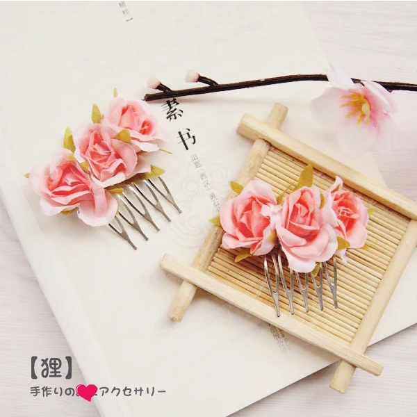 Classical Hairpin Hair Accessories Vintage Rose flower Tuck Comb Chinese Style Hair Ornaments hanfu Cosplay Handwork Headdress