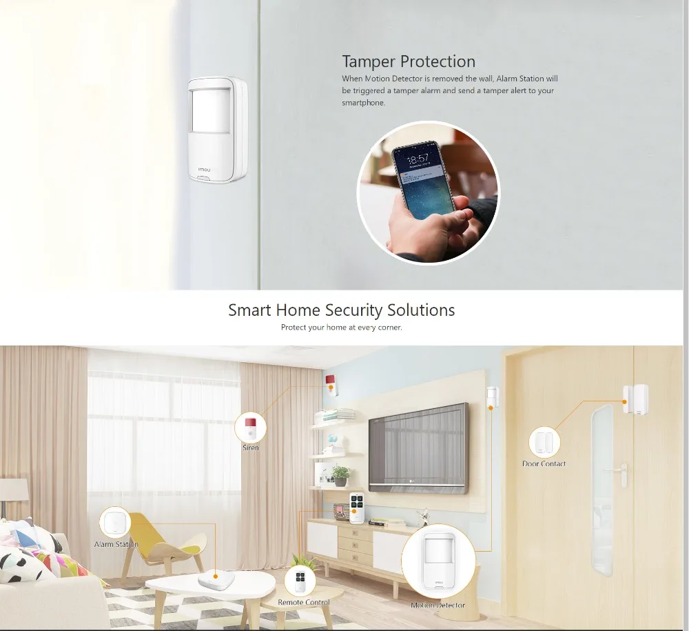 alarm lamp Dahua imou Smart 433MHz Wireless PIR Motion Sensor Automatic Infrared Detector For Home Alarm System Host Pet Immunity Detector ring security system keypad