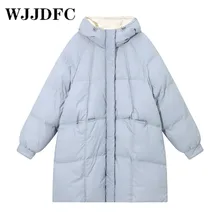 

WJJDFC Women's Down Feather Jackets Coat Winter Baggy Long Oversized Female Puffer Cotton Padded Thickening Warm Jacket Outwear