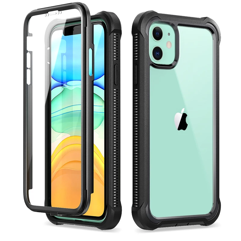 GrandEver 2 в 1 Жесткий Чехол для iphone 11 pro Max чехол Защитное покрытие экрана протектор 360
