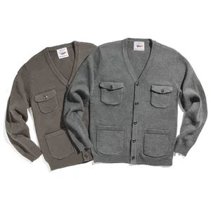 Image 5 - Maden Mens Casual V neck Cardigan Sweater Multi Pocket Knitwear Tooling Jacket Men