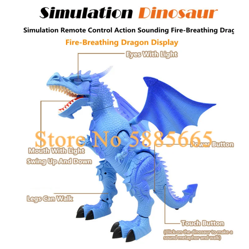 Electric Intelligent Story Machine Fire-Breathing Dragon Model Action Sound Remote Control Dinosaur Simulation Walk Toys For Kid
