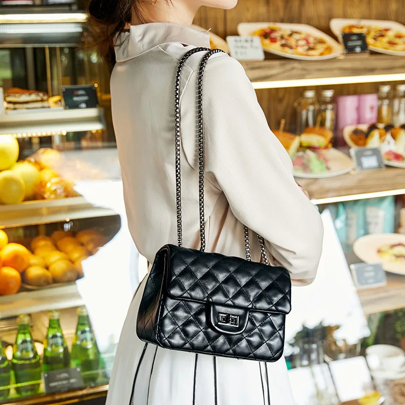 

Amoy Printed Leather Goods 2019 New Style Korean-style Graceful Rhombus Chain Bag Fashion Shoulder Diagonal Small Bag suo kou ba