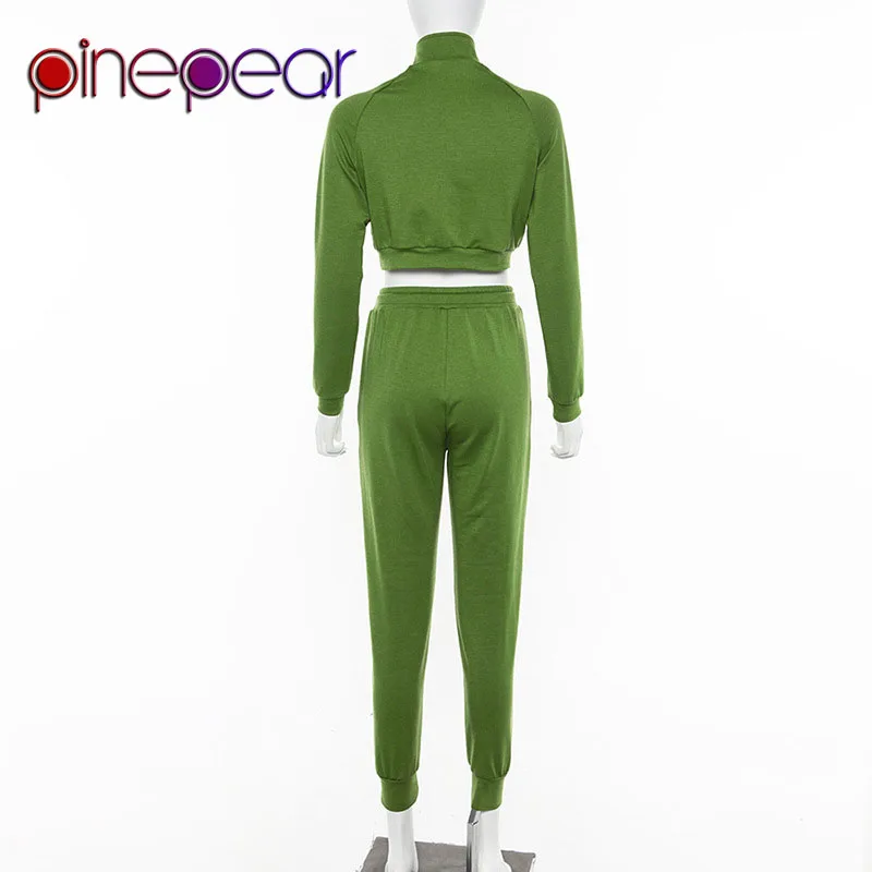 PinePear светоотражающий полосатый короткий топ с длинными рукавами+ брюки 2 шт. Спортивная одежда Женская повседневная одежда для спортзала комплект для йоги Прямая