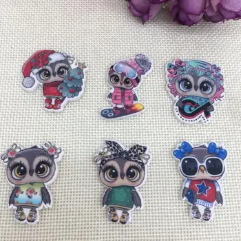 

10 pieces owl Cartoon New cartoon Figurine Crafts Flat Back Resins Bow Diy Hairpin hair Accessories headwear MagNICI9065