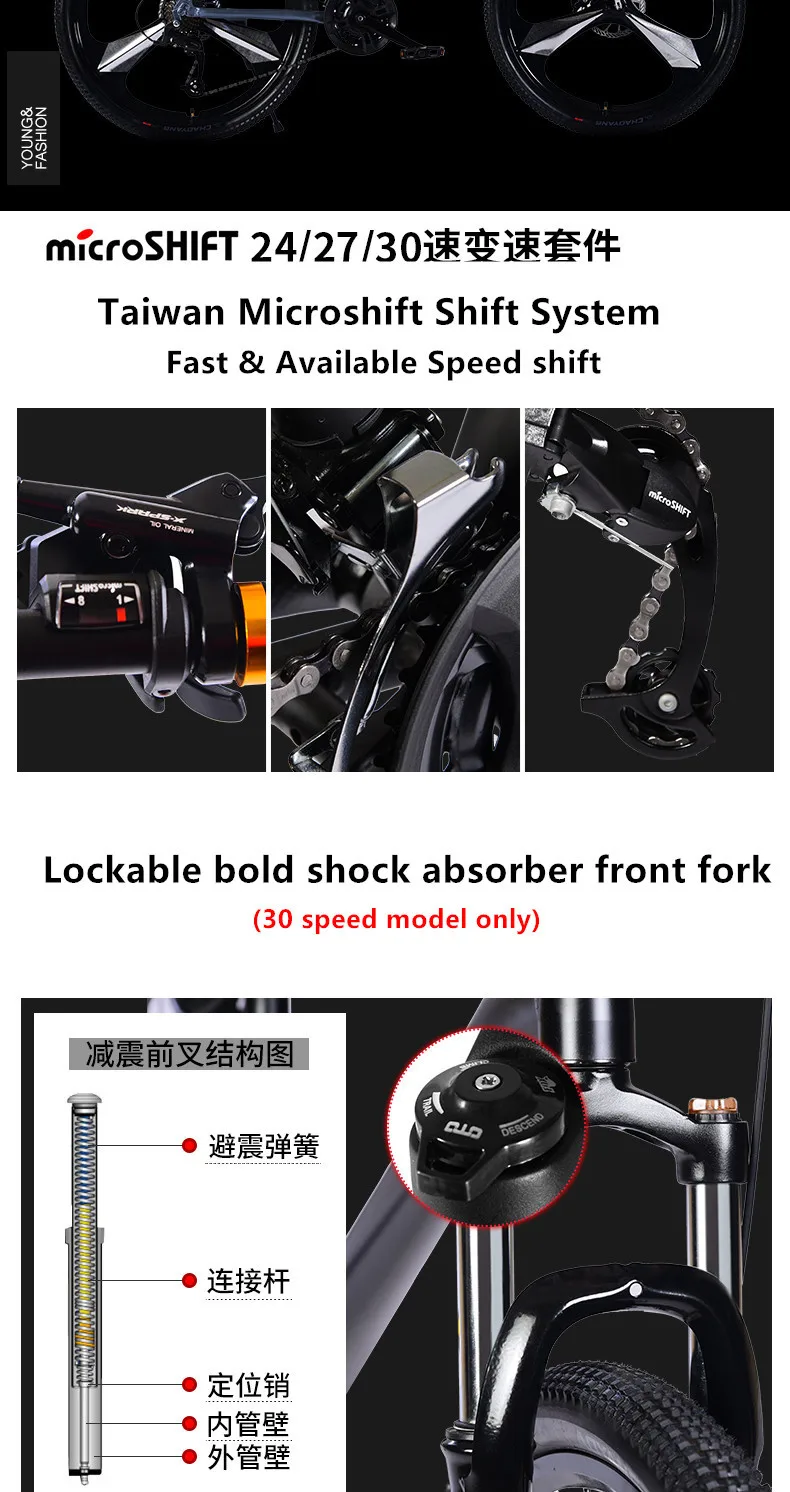 Sale New Brand Mountain Bike Aluminum Alloy Frame 24 27 30 Speed Disc Brake Mtb Bicycle Outdoor Sports Downhill Bicicleta 6