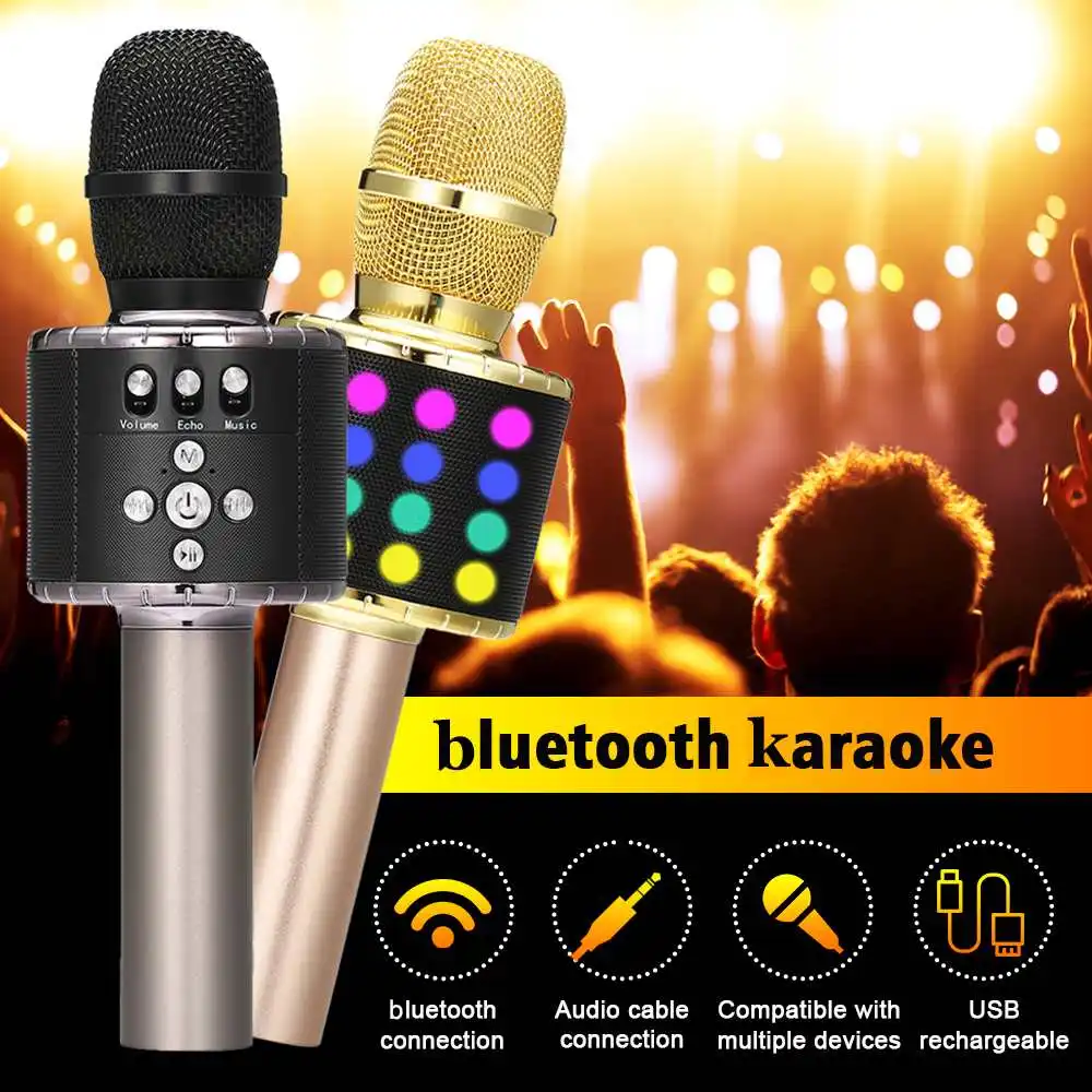 Профессиональный bluetooth беспроводной динамик для телефона ручной телефон караоке музыкальный плеер пение микрофон рекордер KTV телефон