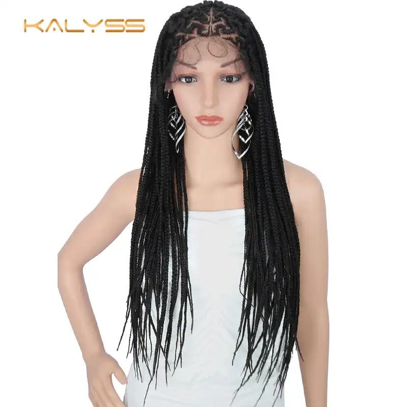 Kalyss 30 Inches 13x6 Braided Wigs Lace Frontal Slant Side Part