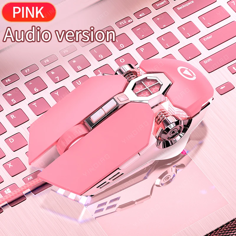 Cute girl mechanical gaming mouse pink mouse gaming dedicated wired silent office computer mouse 3200dpi Pink best office mouse Mice