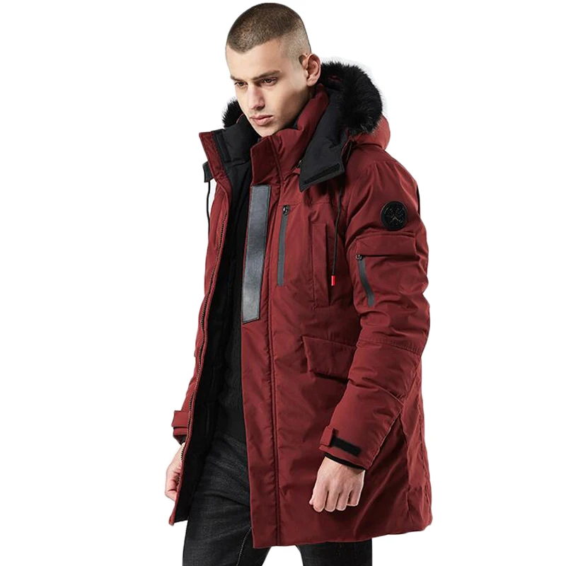 Пальто Мужская зимняя меховая утепленная длинная парка abrigo hombre горячая распродажа мужская одежда с капюшоном ветронепроницаемые теплые пальто зимние куртки