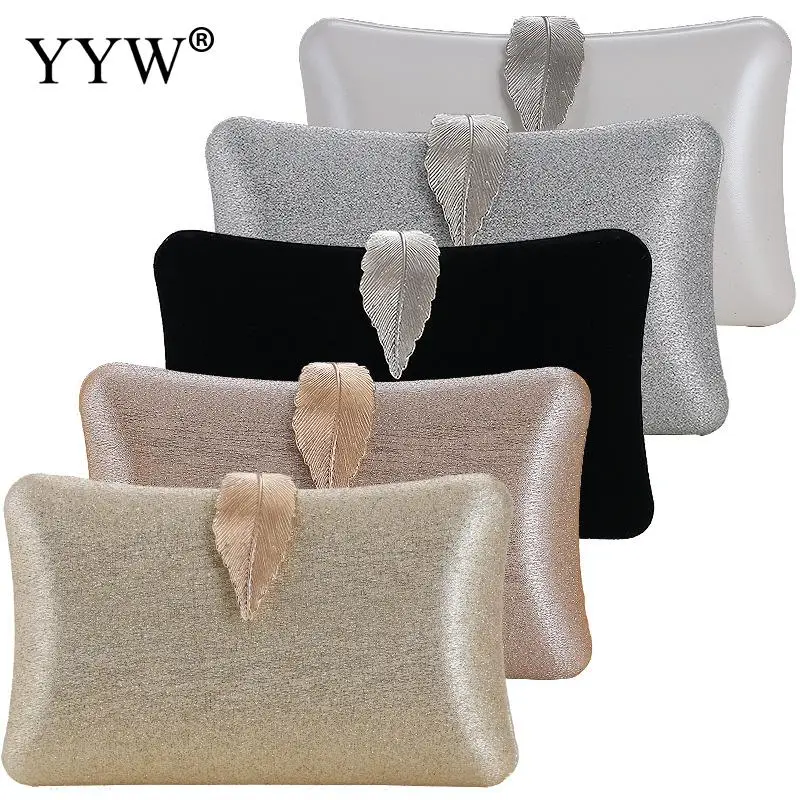 2023 Glitter Blings Women Purses Clutch Evening Bag Metal Leaf Hasp Handbag With Chain Bridal For Party Wedding Cocktail Parites