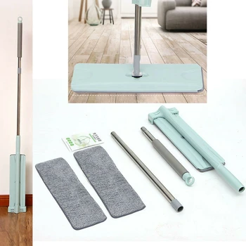 

Flat Squeeze Mop Hand Free Washing Floor Cleaning Mop Microfiber Mop Pads Wet or Dry Usage Home House Office
