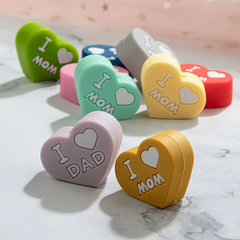 Силиконовые бусины TYRY.HU 5 шт. я люблю маму и папу продукты для жевания пищевых