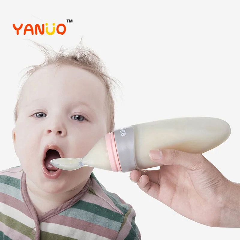 

YANUO Newborn Baby Bottles Baby Bottle Food Supplement Squeeze Spoon Rice Paste Kids Feeding Tableware Baby Spoons Baby Gadgets