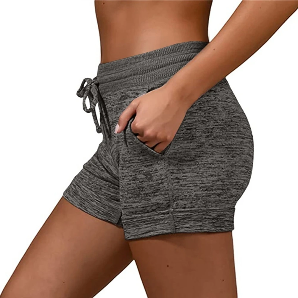 

2020 Women Shorts Plus Size Soft Comfy Sport Shorts With Pockets Drawstring Casual Solid Color Gym Running High Waist Shorts
