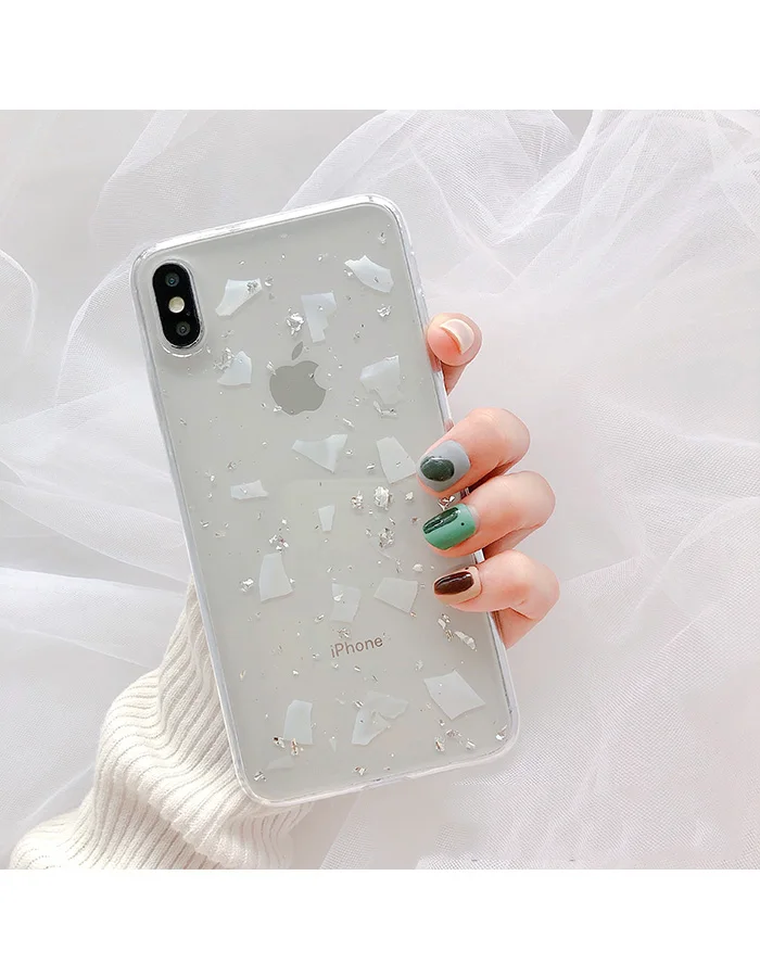 GlamPhoneCase Простой Прозрачный оловянный фольгированный чехол для iPhone X XS Max XR Мягкий