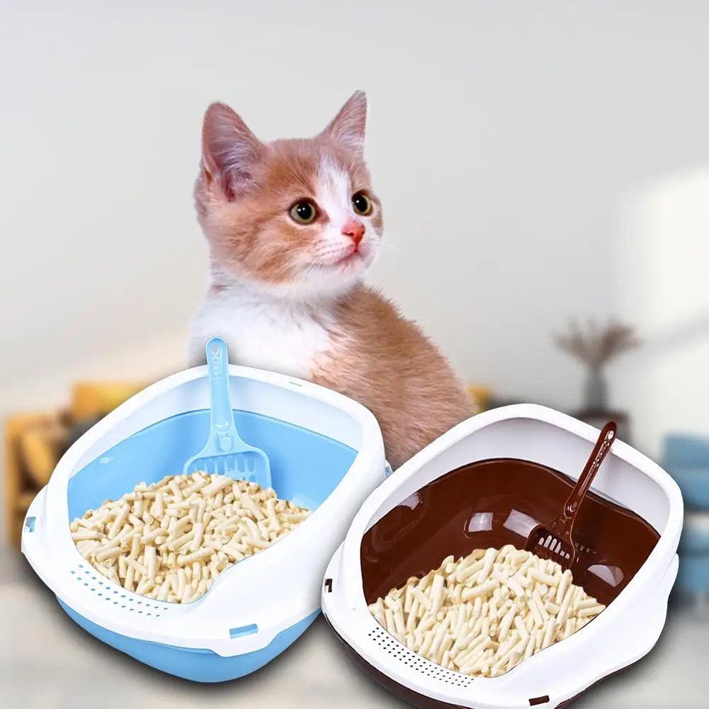 

Pet Toilet Bedpan Anti Splash Cats Litter Box Cat Dog Tray With Scoop Kitten Dog Clean Toilet Home Plastic Sand Box Supplies 1.8