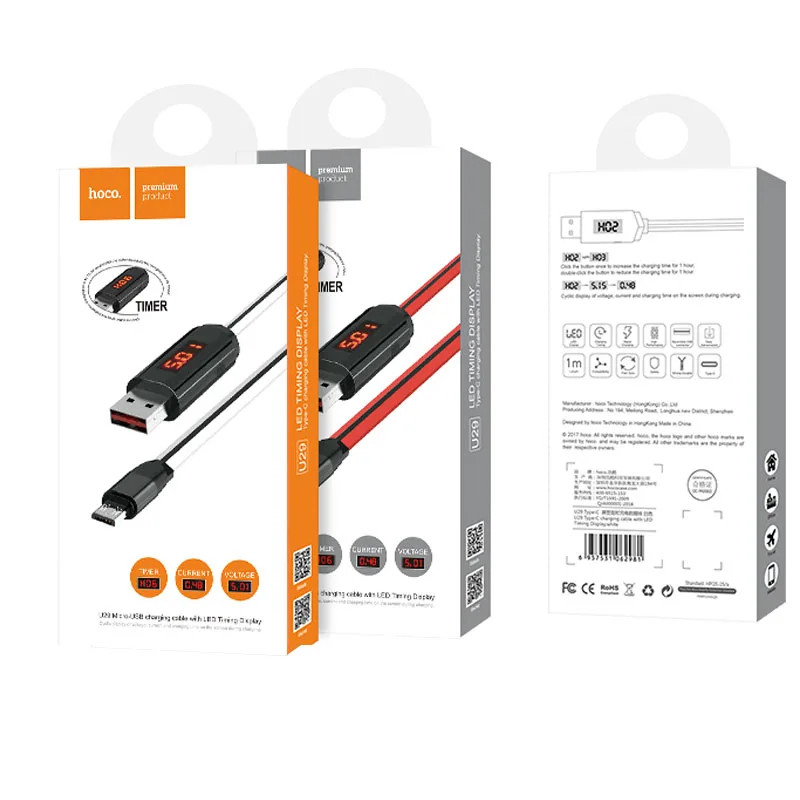HOCO U29 20 pcs/Lots Wholesale 1m USB Cable for iPhone Type C Cable Micro Cable for Samsung Huawei USB C Cable Charger Wire