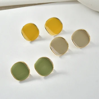 

Morandi Alloy Drop-Oil Shaped Curling Silver Needle Ear Stud DIY Earrings Ear Rings Accessories Material 4pcs