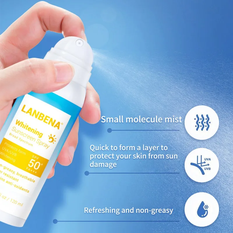 LANBENA отбеливающий Солнцезащитный спрей SPF 50pa+++ анти-УФ контроль масла для лица солнцезащитный крем для тела солнцезащитный крем