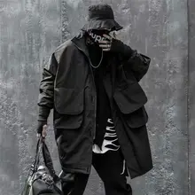 Мужская длинная свободная ветровка в стиле хип-хоп