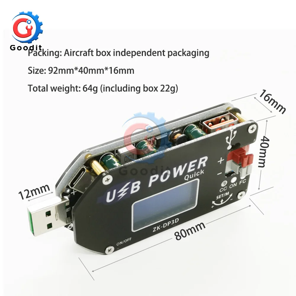 CNC USB TYEPE-C DC преобразователь CC CV 1-30 в 2A 15 Вт модуль питания Регулируемый источник питания QC2.0 3,0 AFC
